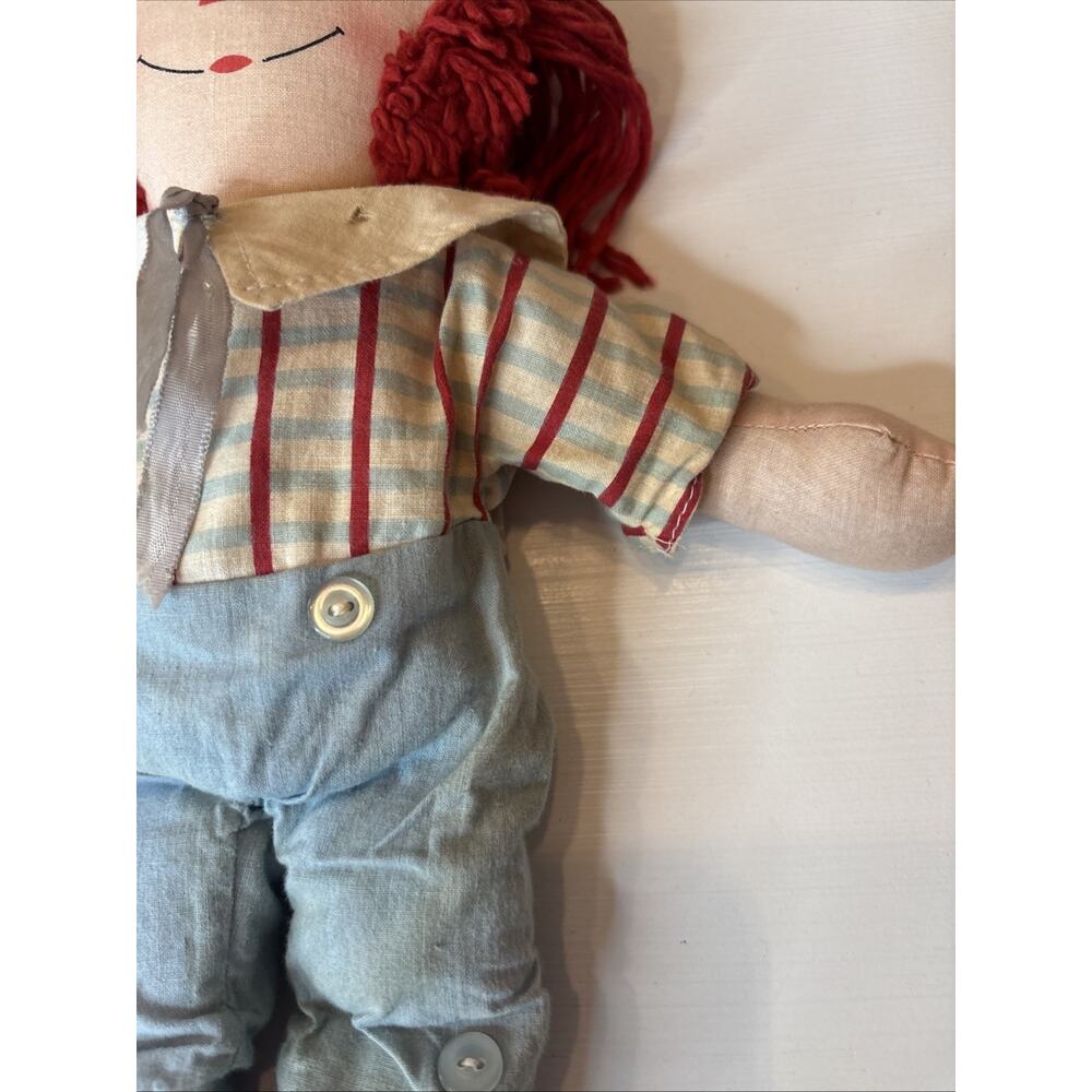 Vintage Knickerbocker Raggedy Ann Doll Plush Overalls Outfit Classic - Picture 5 of 16